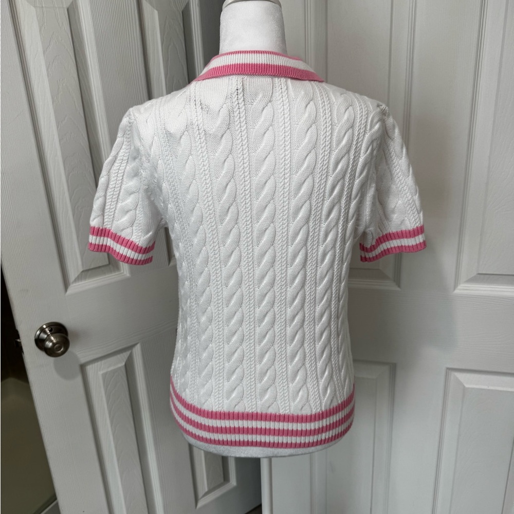 💓🆕Lilly Pulitzer Suzette Short Sleeve Cable Knit Polo Style Sweater, Small💓 - Picture 3 of 12